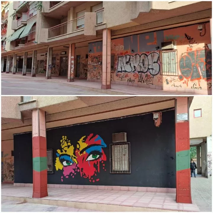Más de medio centenar de intervenciones artísticas en barrios y pedanías realizadas por la Oficina del Grafiti este año