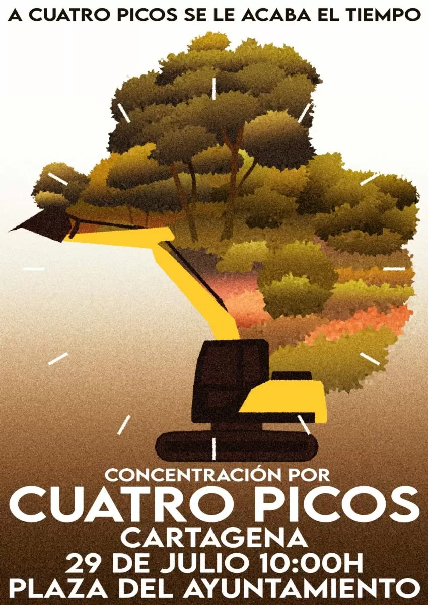 Manifestación contra las obras en la pinada de Cuatro Picos en Cartagena