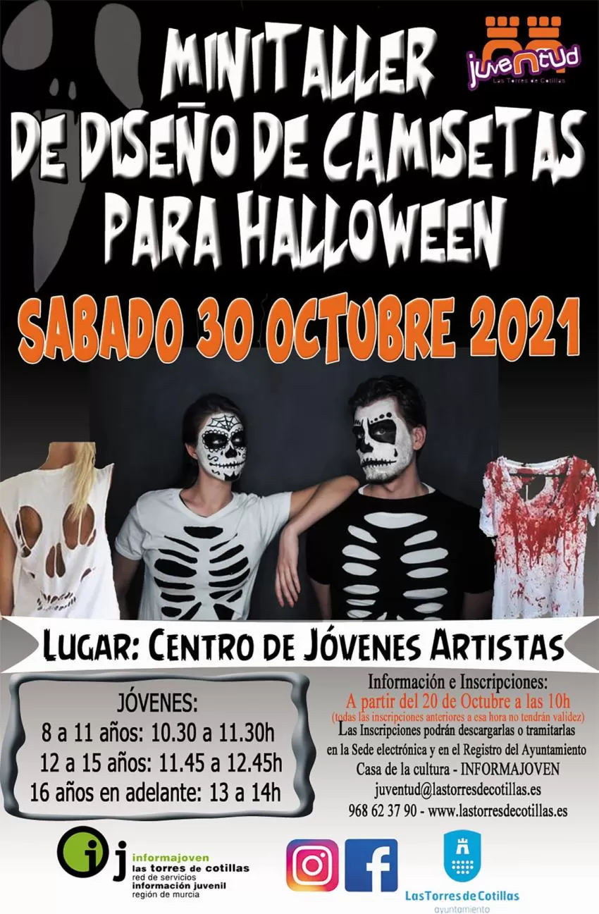 Un taller gratuito de diseño de camisetas para Halloween en Las Torres de Cotillas
