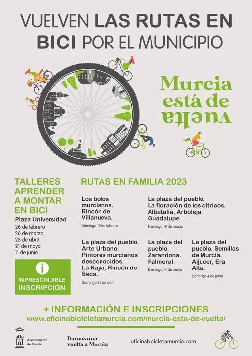 Vuelven los talleres para aprender a montar en bicicleta y las rutas en familia a Murcia